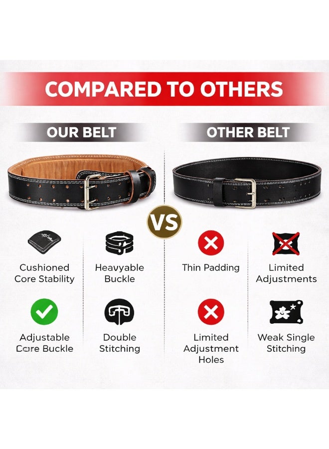 Maanys Weight lifting belt , Durable Black Belt with Contoured Design and Double-Prong Metal Buckle , Improve Your Powerlifting Form & Technique - Image 4
